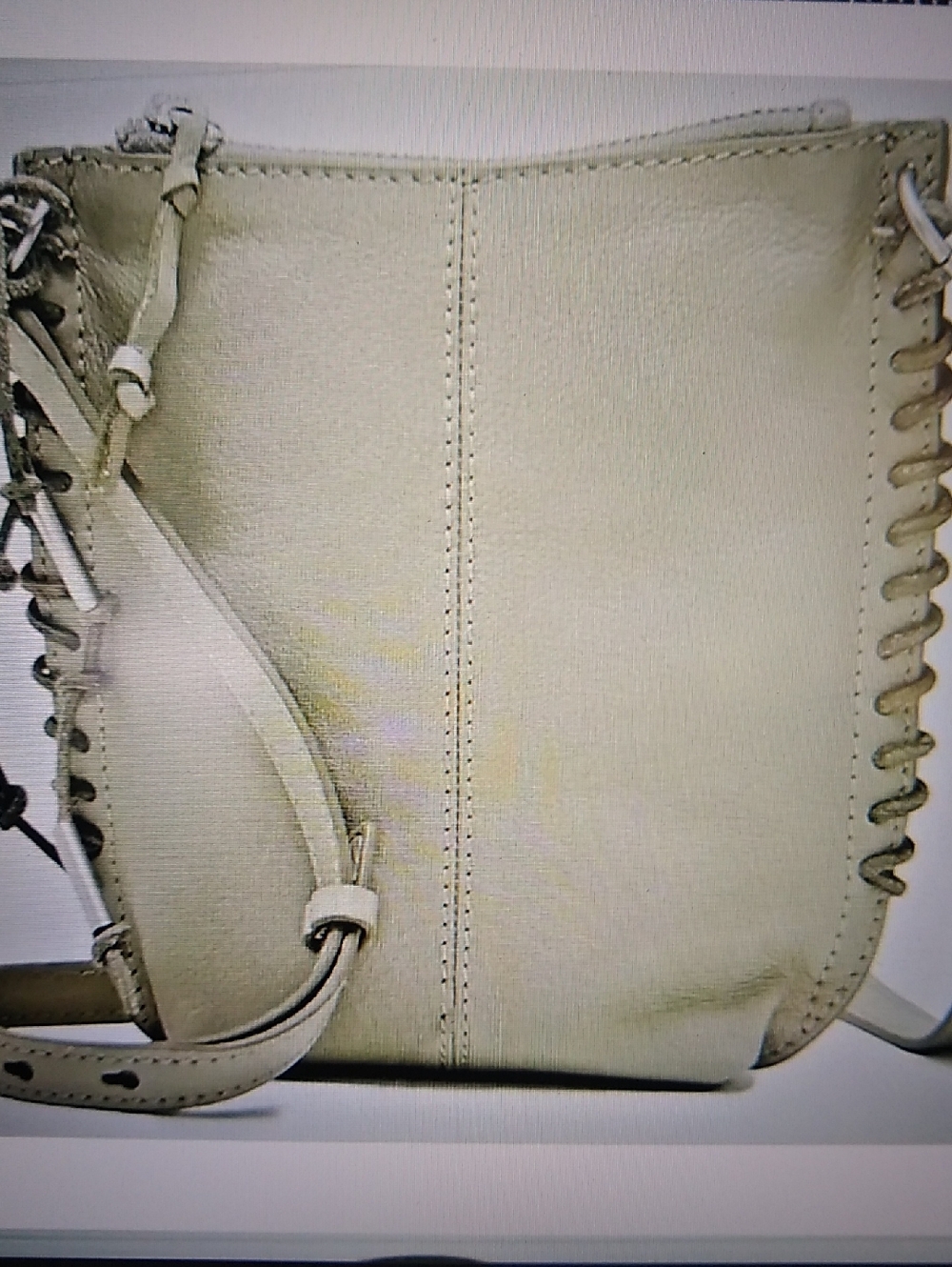 Lucky Brand Pale Sage Green Mini Leather Crossbody w-Whipstitch Trim